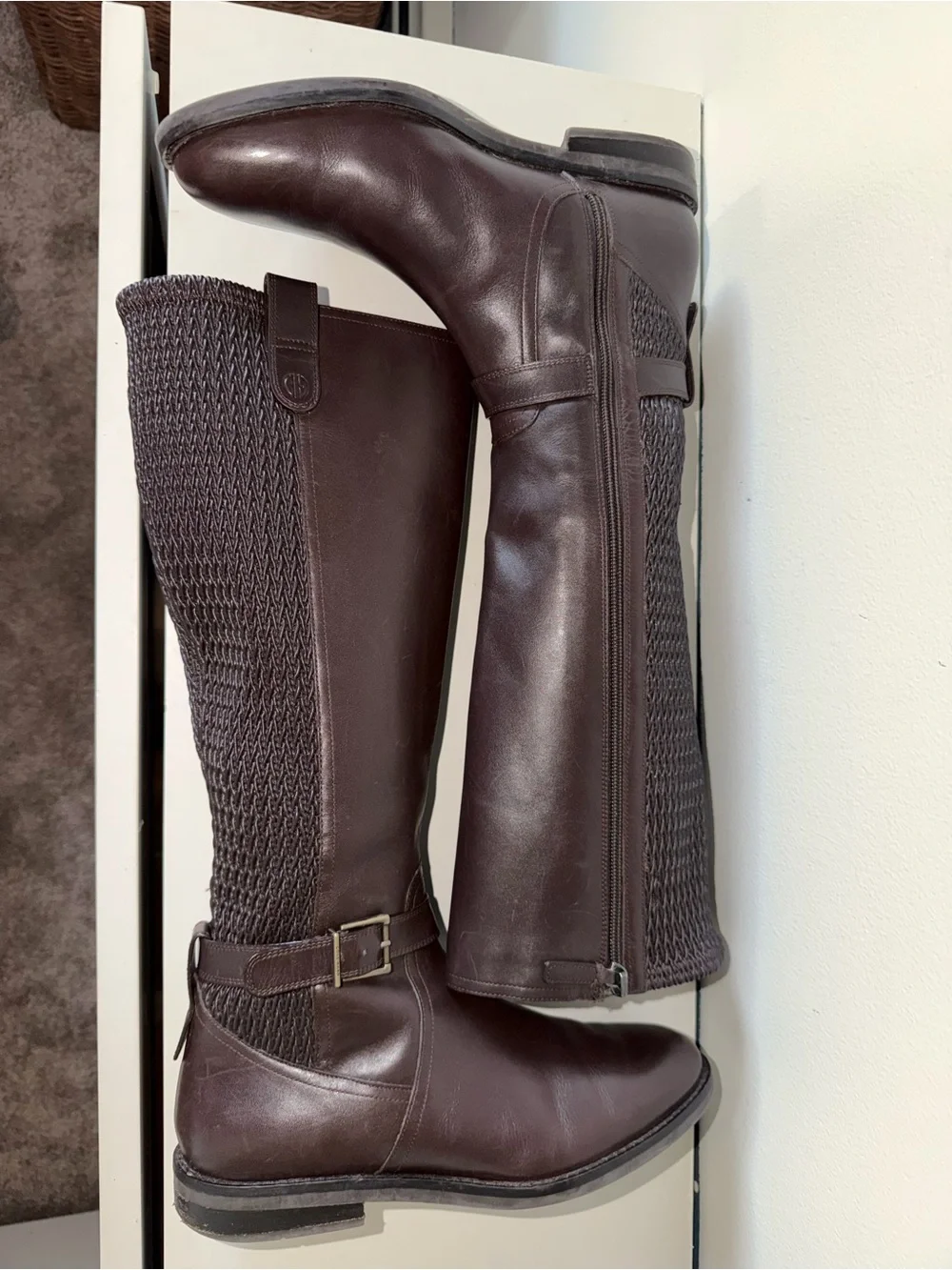 Cole Haan Clover Stretch Side Buckle Tall Riding Boots - Dark Brown. Sz 8.5B